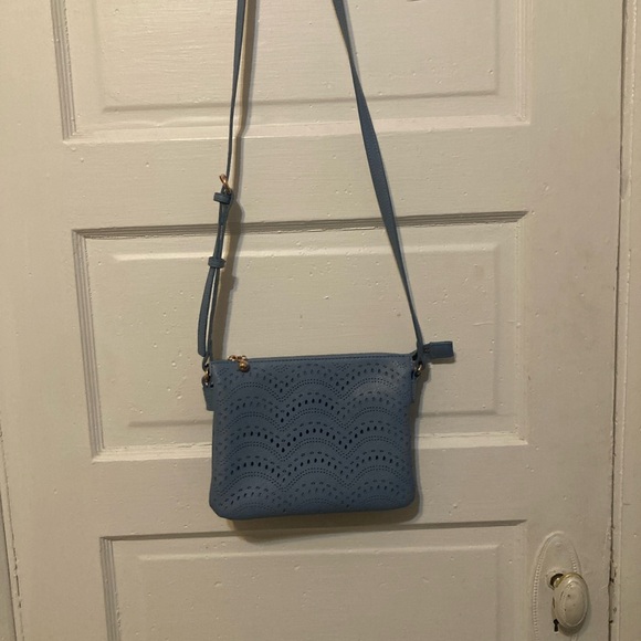 Blue Eyelet Crossbody Bag - Picture 16 of 16